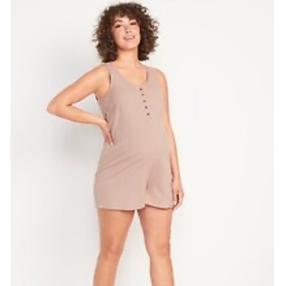 Old Navy maternity sleeves rib knit Henley romper size L